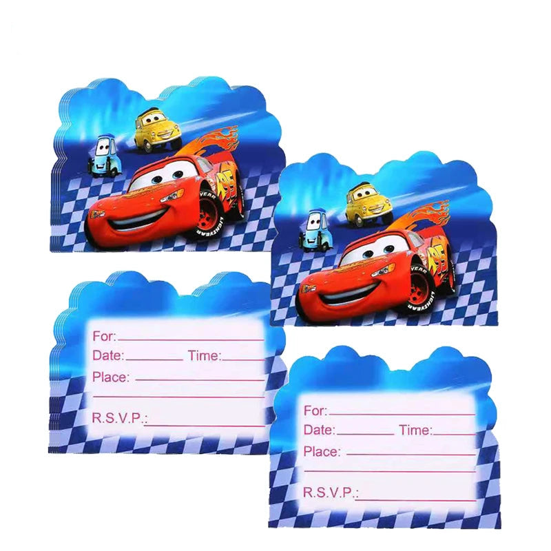 10 Cartes d’Invitation Anniversaire Cars 14*11cm