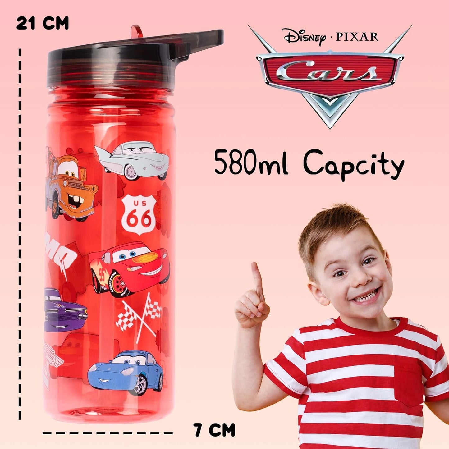 Gourde Vélo Cars avec Paille Intégrée
