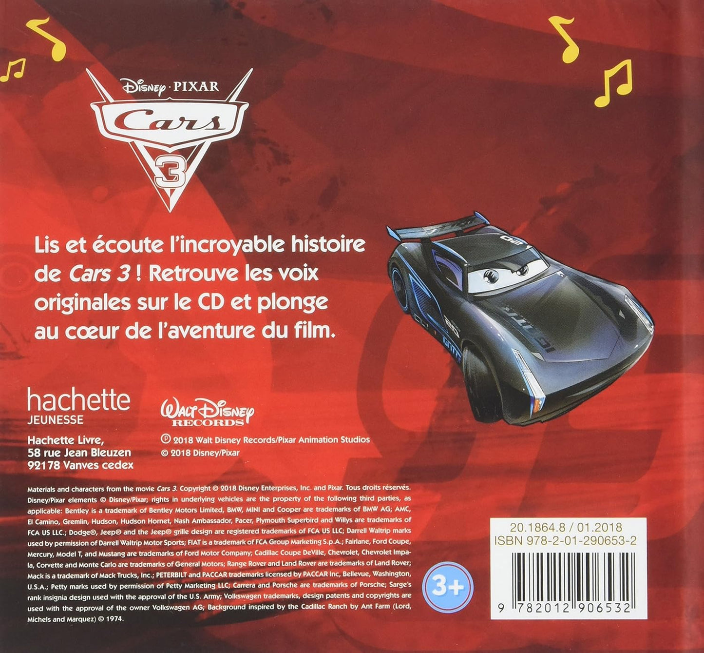 Livre CD - Mon histoire à écouter - L'histoire du film Cars 3