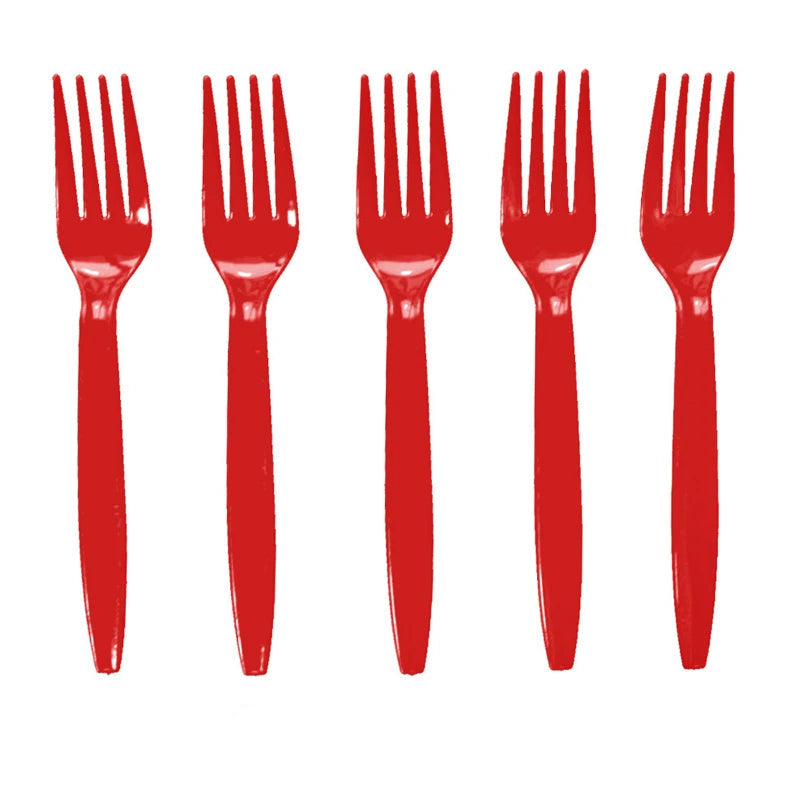 Déco Anniversaire Cars - 10 Fourchettes Plastique Rouge