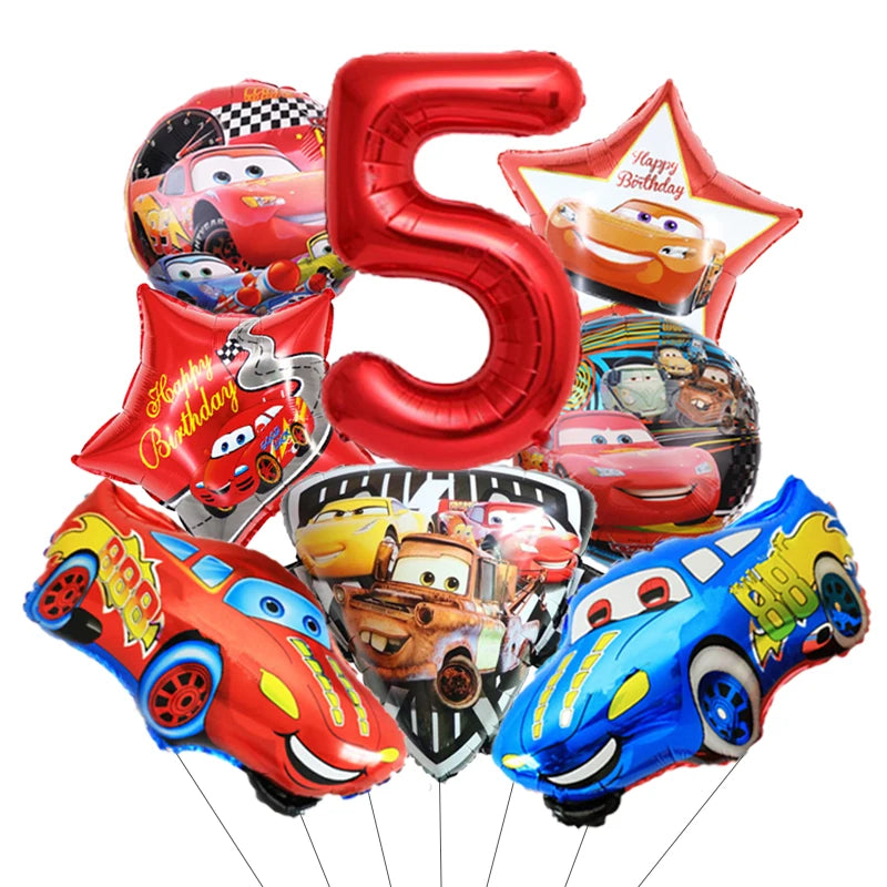 Déco Anniversaire Cars - Pack Ballons Alumium Hélium Chiffre 5