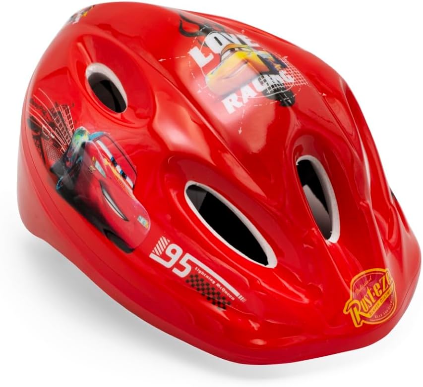 Casco de bicicleta rojo de Cars - Rayo McQueen, Cruz y Storm