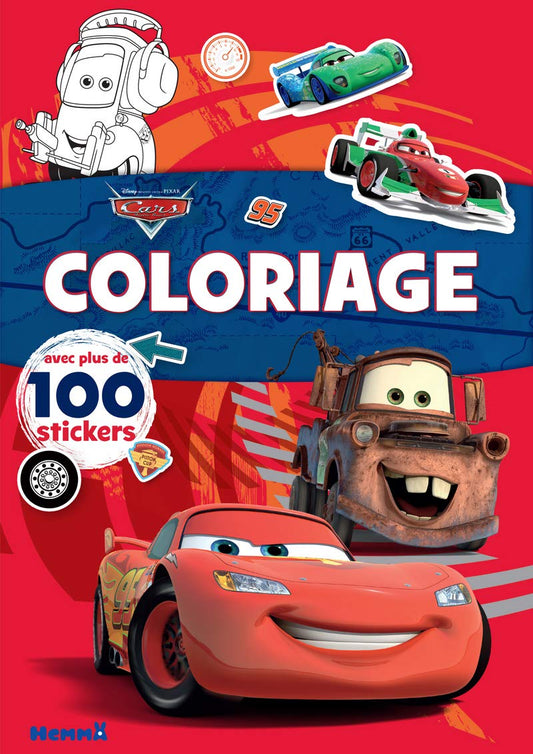 Livre de Coloriage Cars - 100 Stickers Inclus