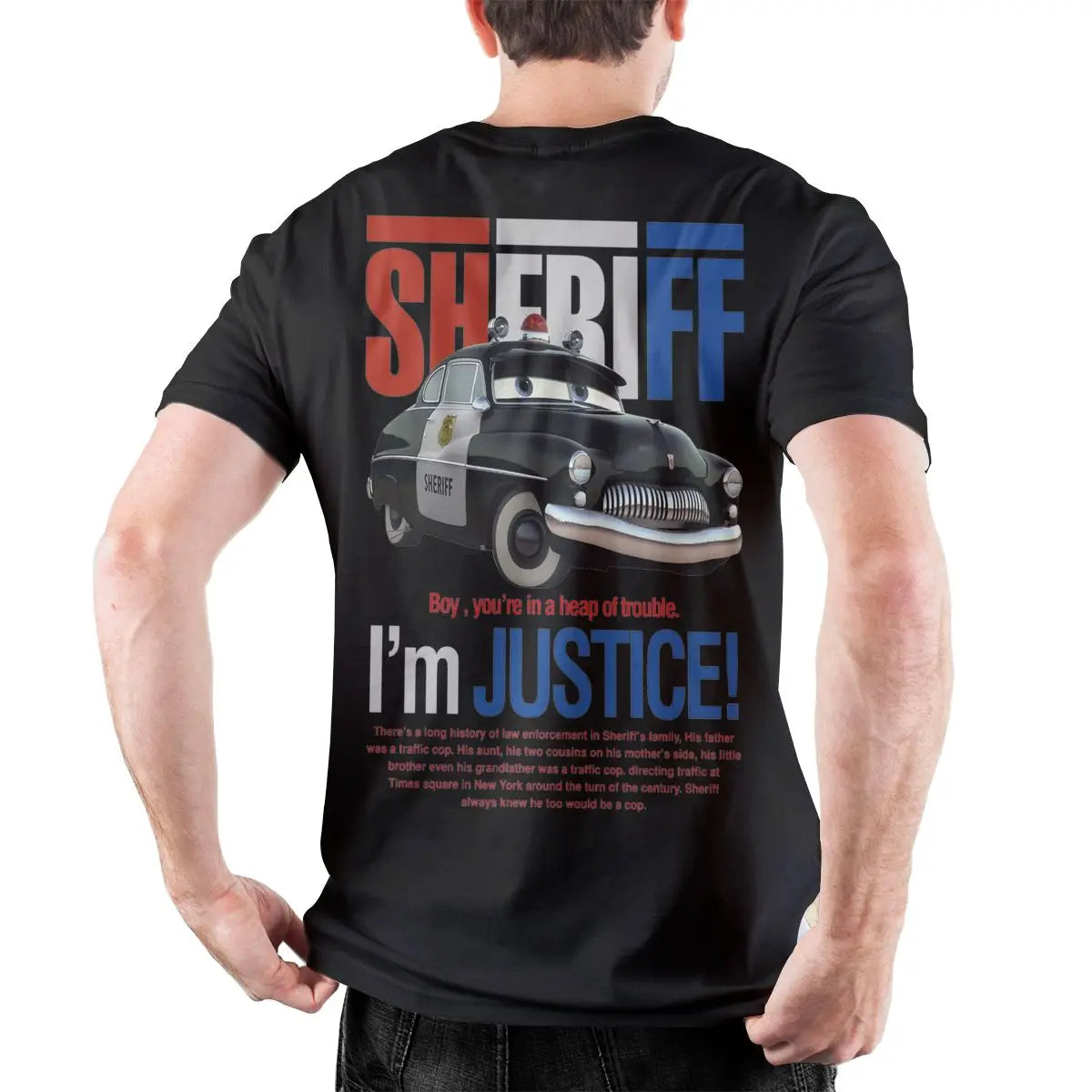 T-Shirt Cars Sheriff - "I'm Justice" Noir