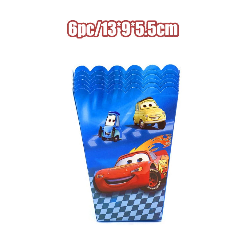 Kit Complet Anniversaire Cars Boite de popcorn - 6 pièces