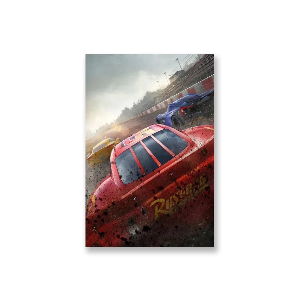 Poster Cars McQueen en Pleine Course Boueuse