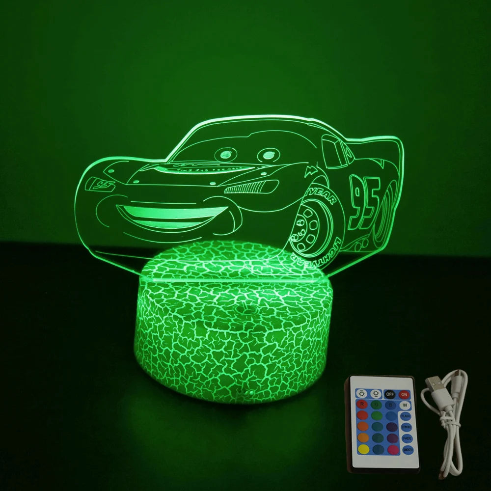 Lampe Cars Flash McQueen Socle Lumineux + Télécommande