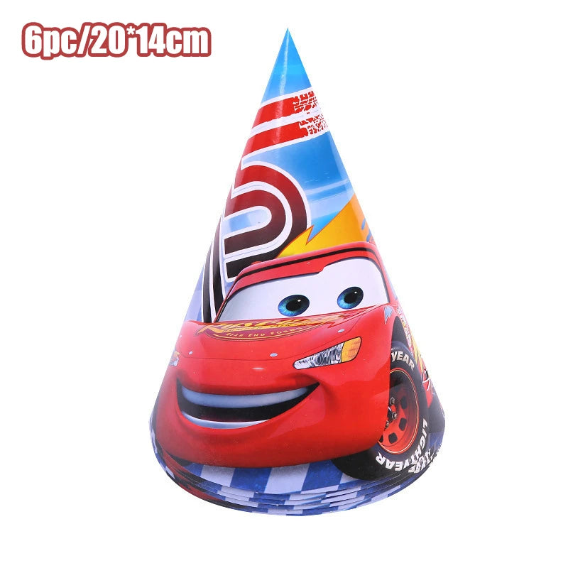 Kit Complet Anniversaire Cars Chapeau - 6 pièces