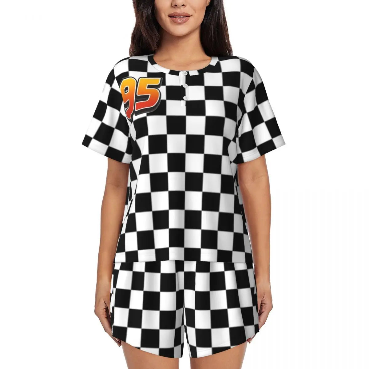 Pyjama Cars Femme - Drapeau de Course et Numéro 95 4XL