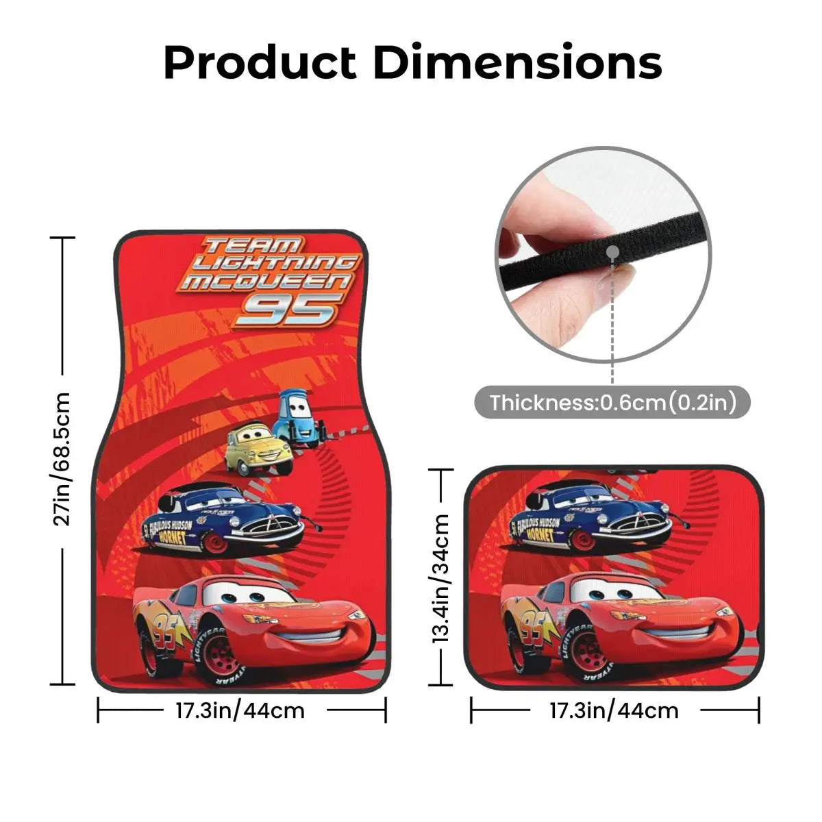 Tapis de Sol Cars pour Voiture - Team Lightning McQueen 95