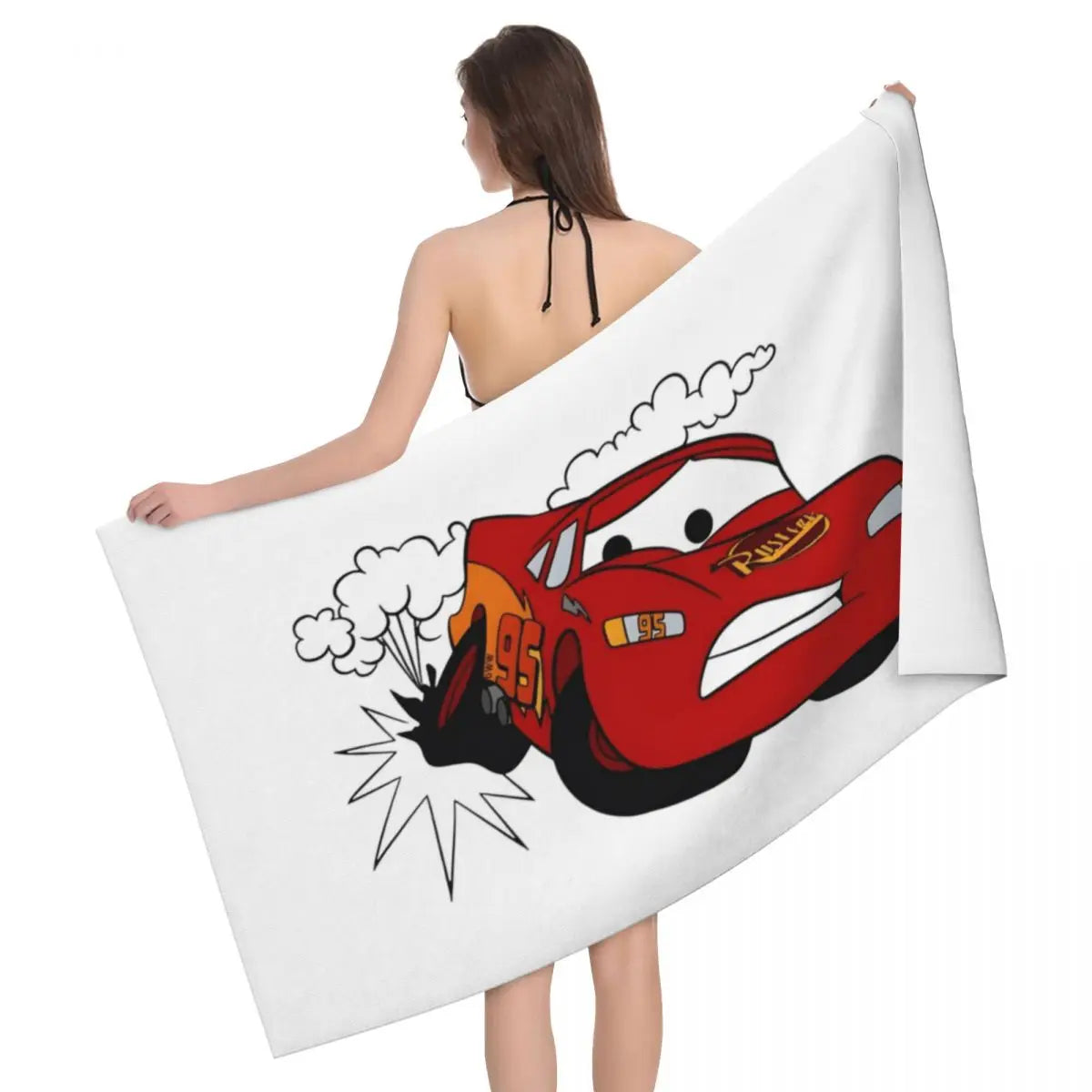 Serviette de Plage Cars McQueen Pneu Crevé 130x80cm