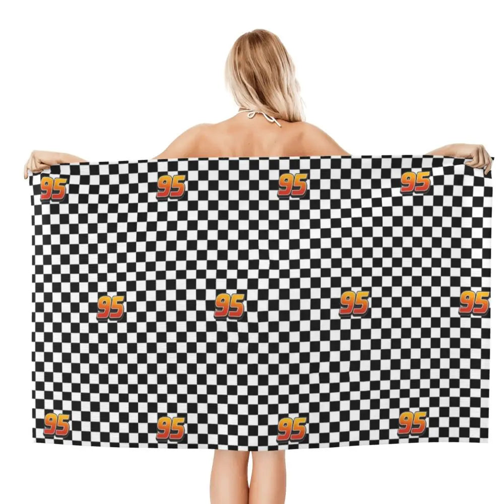 Serviette de Plage Cars Drapeau Damier & No.95