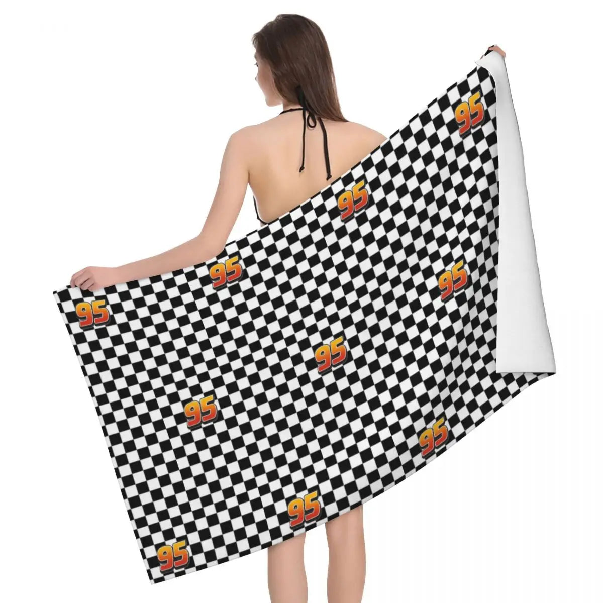 Serviette de Plage Cars Drapeau Damier & No.95 3 130x80cm