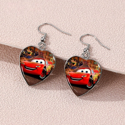 Boucle D'Oreille Cars en Forme de Coeur - Flash McQueen