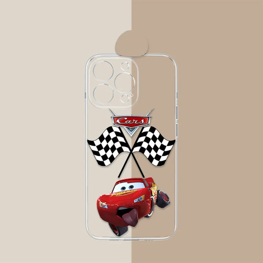Coque Cars Transparente iPhone Drapeau Damier