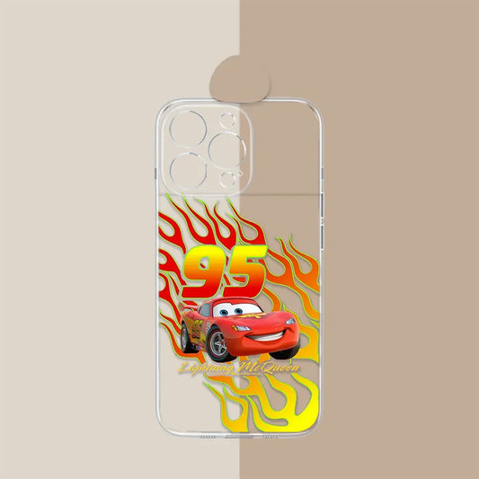 Coque Cars Transparente iPhone Flamme & No.95