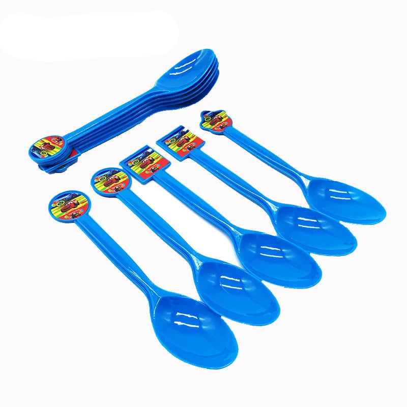 Déco Anniversaire Cars - 10 Cuillières Plastique Bleu