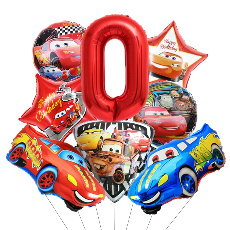 Déco Anniversaire Cars - Pack Ballons Alumium Hélium Chiffre 0