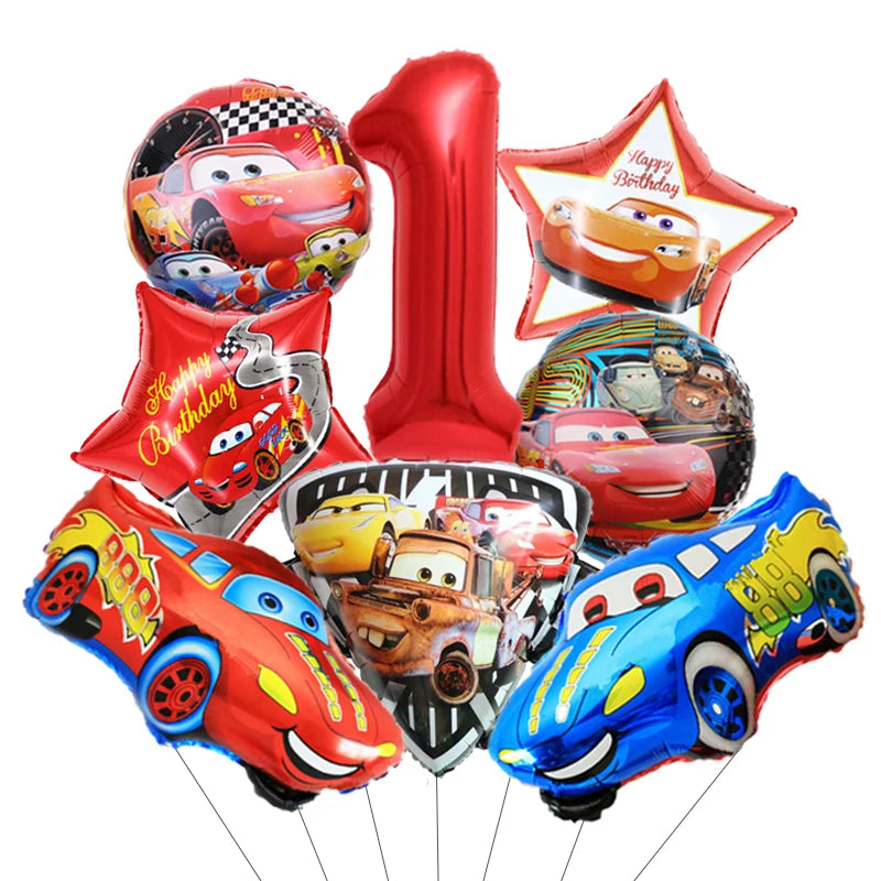 Déco Anniversaire Cars - Pack Ballons Alumium Hélium Chiffre 1