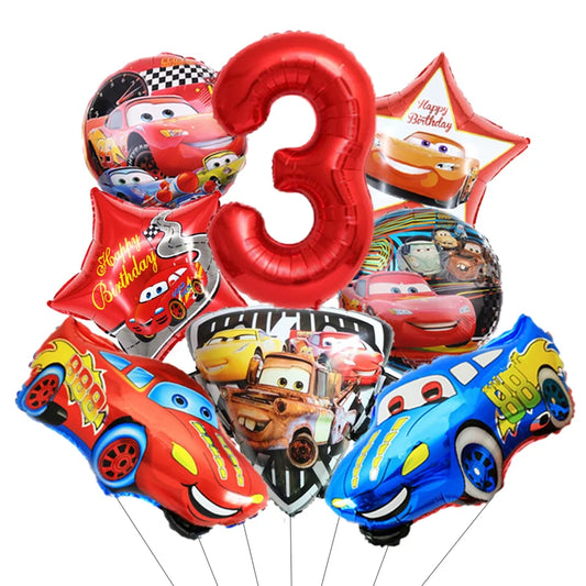 Déco Anniversaire Cars - Pack Ballons Alumium Hélium Chiffre 3