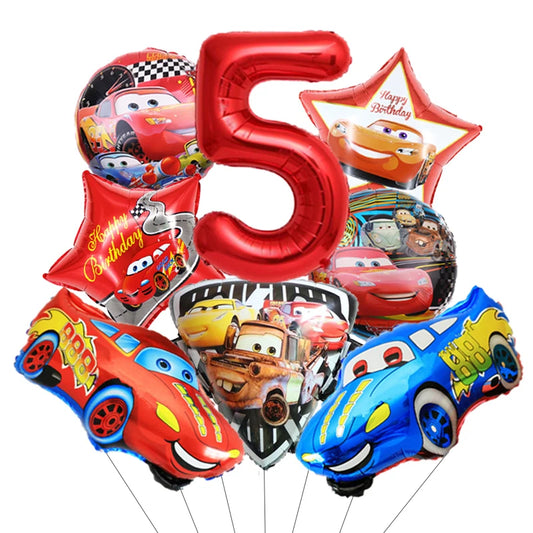 Déco Anniversaire Cars - Pack Ballons Alumium Hélium Chiffre 5