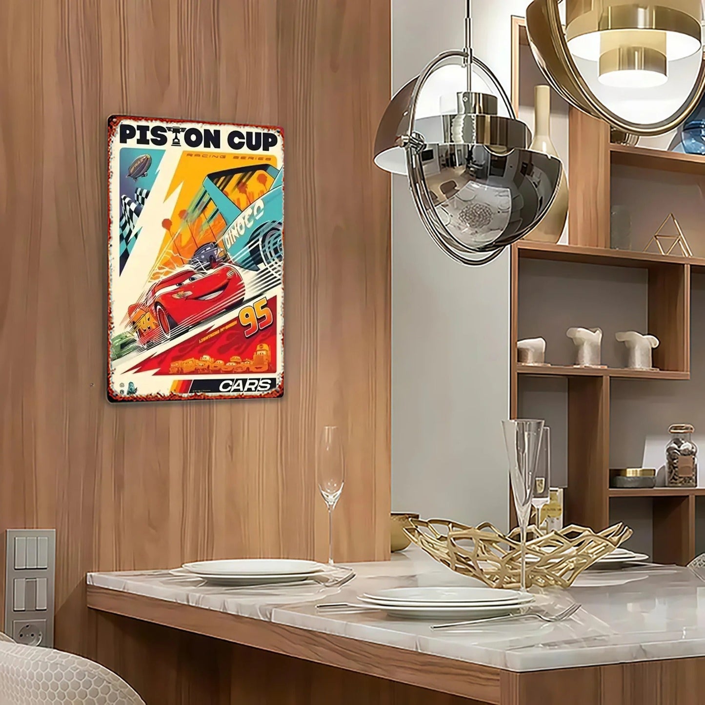 Plaque Décorative Cars en Métal - Piston Cup