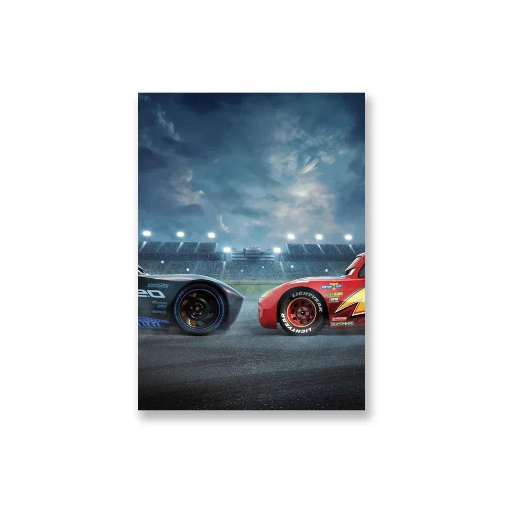 Poster Cars Flash McQueen versus Jackson Storm