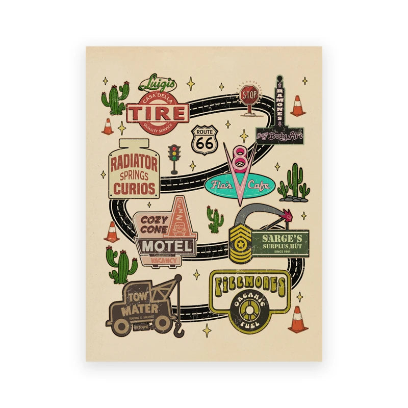 Poster Cars Lieux Emblématiques