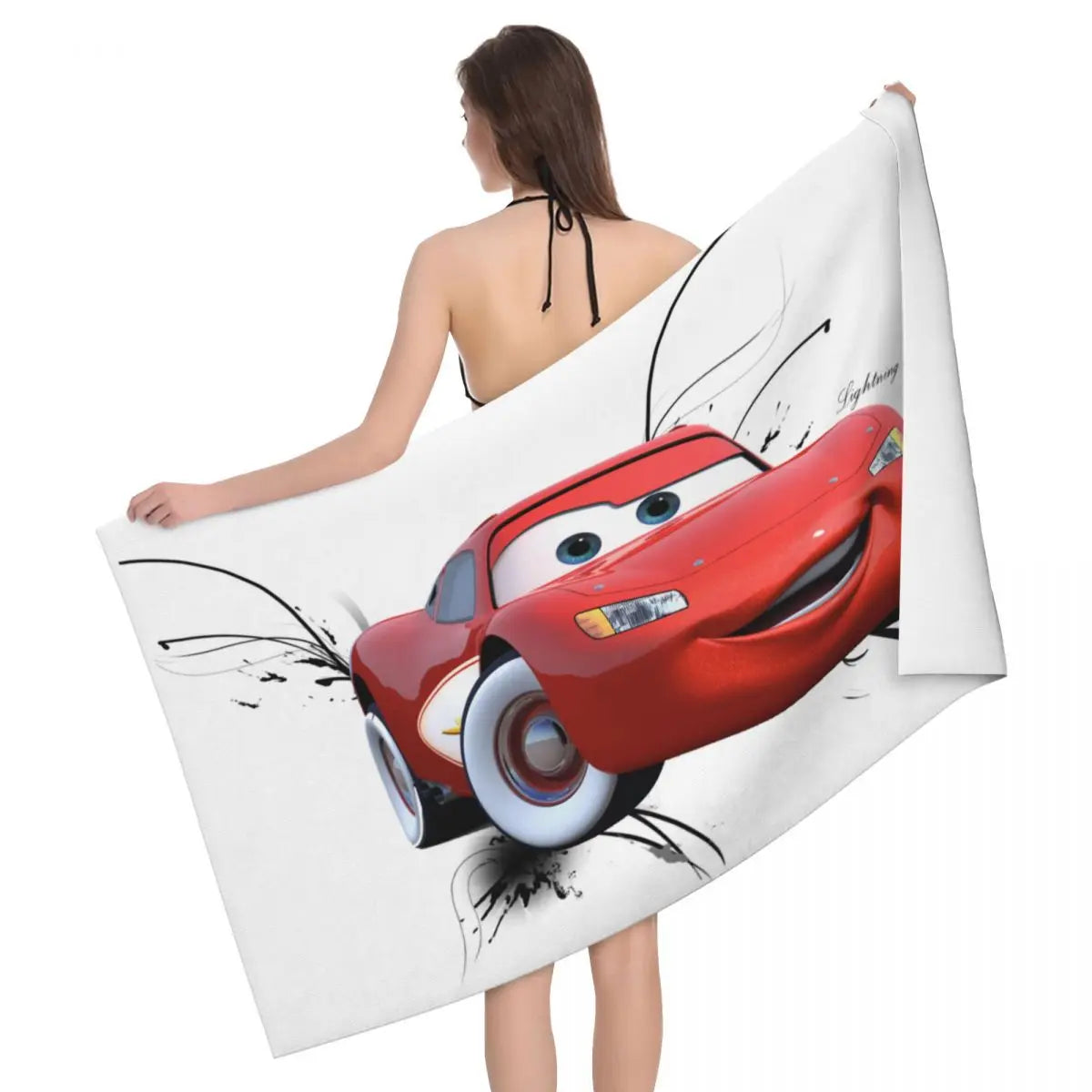 Serviette de Plage Cars Blanche Flash McQueen