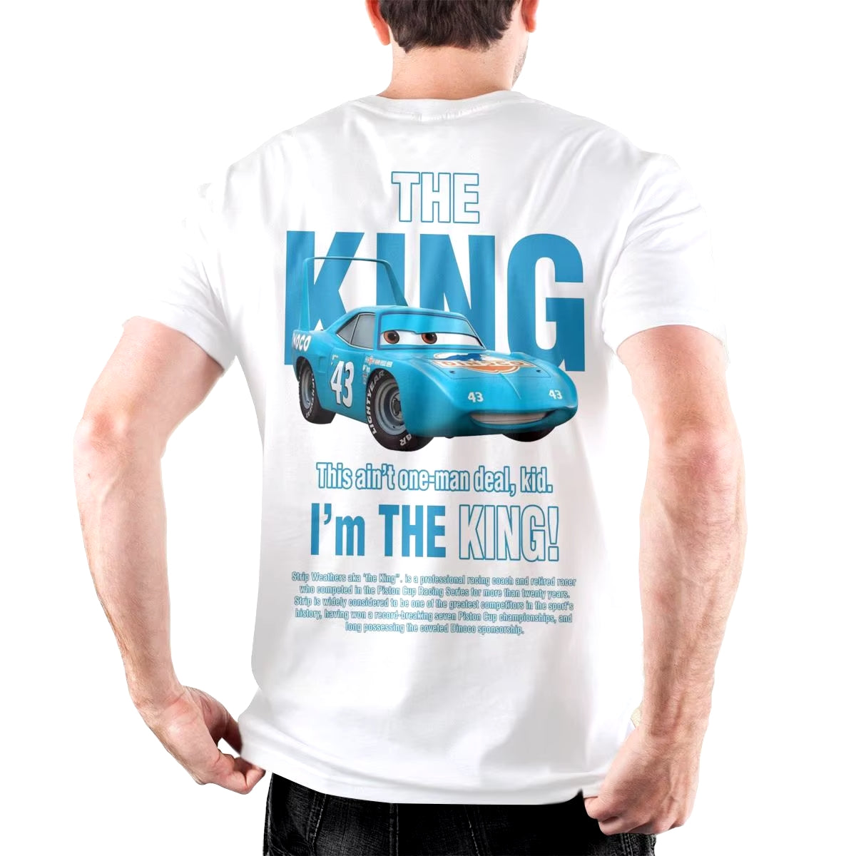 T-Shirt Cars Strip "The King" Weathers Blanc