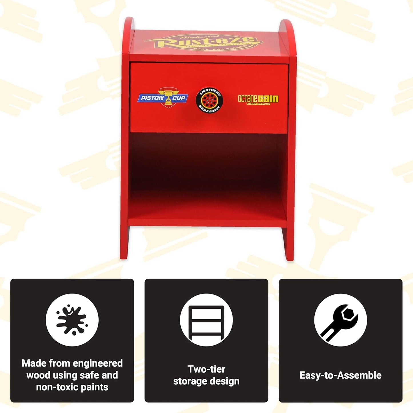 Table de Chevet Cars Rouge Flash McQueen