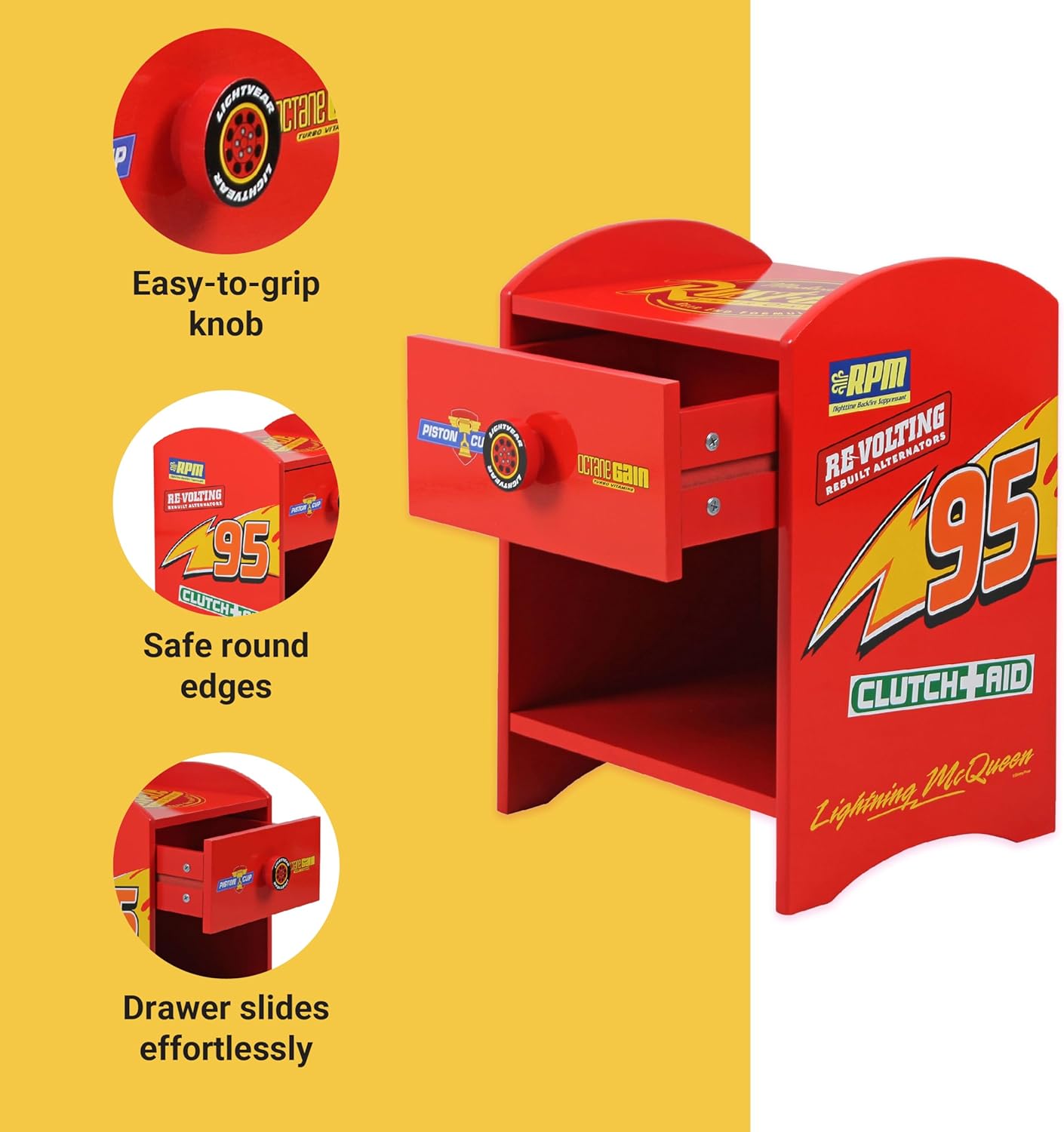 Table de Chevet Cars Rouge Flash McQueen