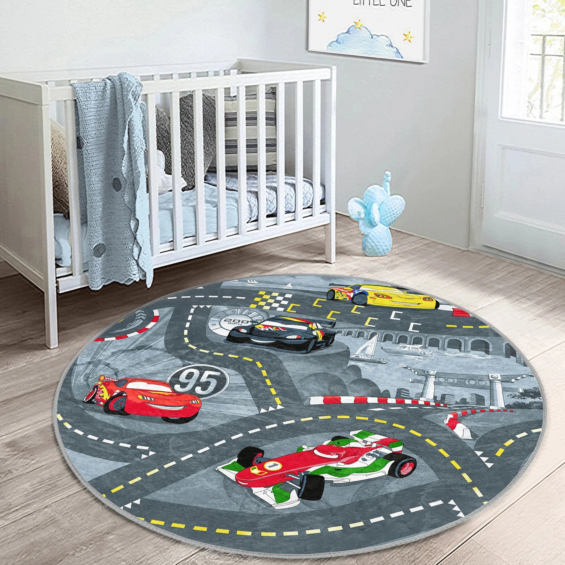 Tapis de Jeu Rond Cars Lightning McQueen