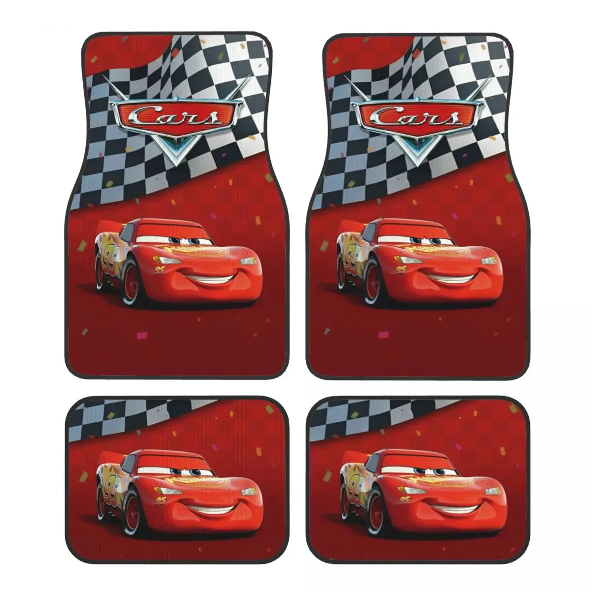 Tapis de Sol Cars pour Voiture - McQueen et Drapeau Damier